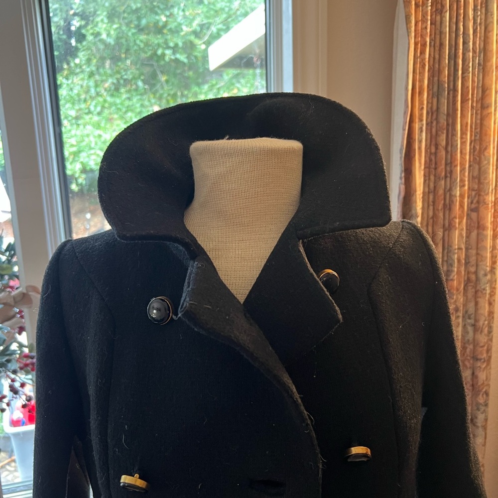 Chic Black Double-Breasted Women's Pea Coat